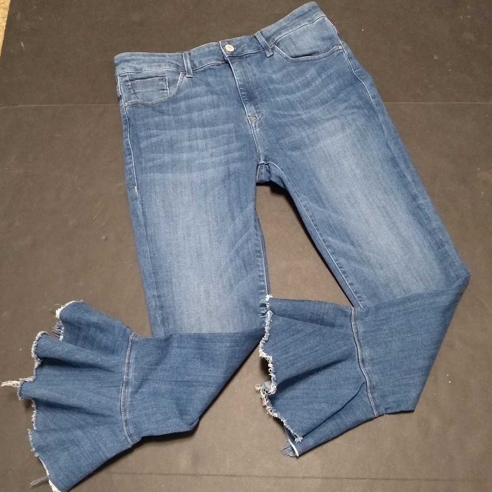 MAVI JEANS distressed flounce hem stretch jeans, 27